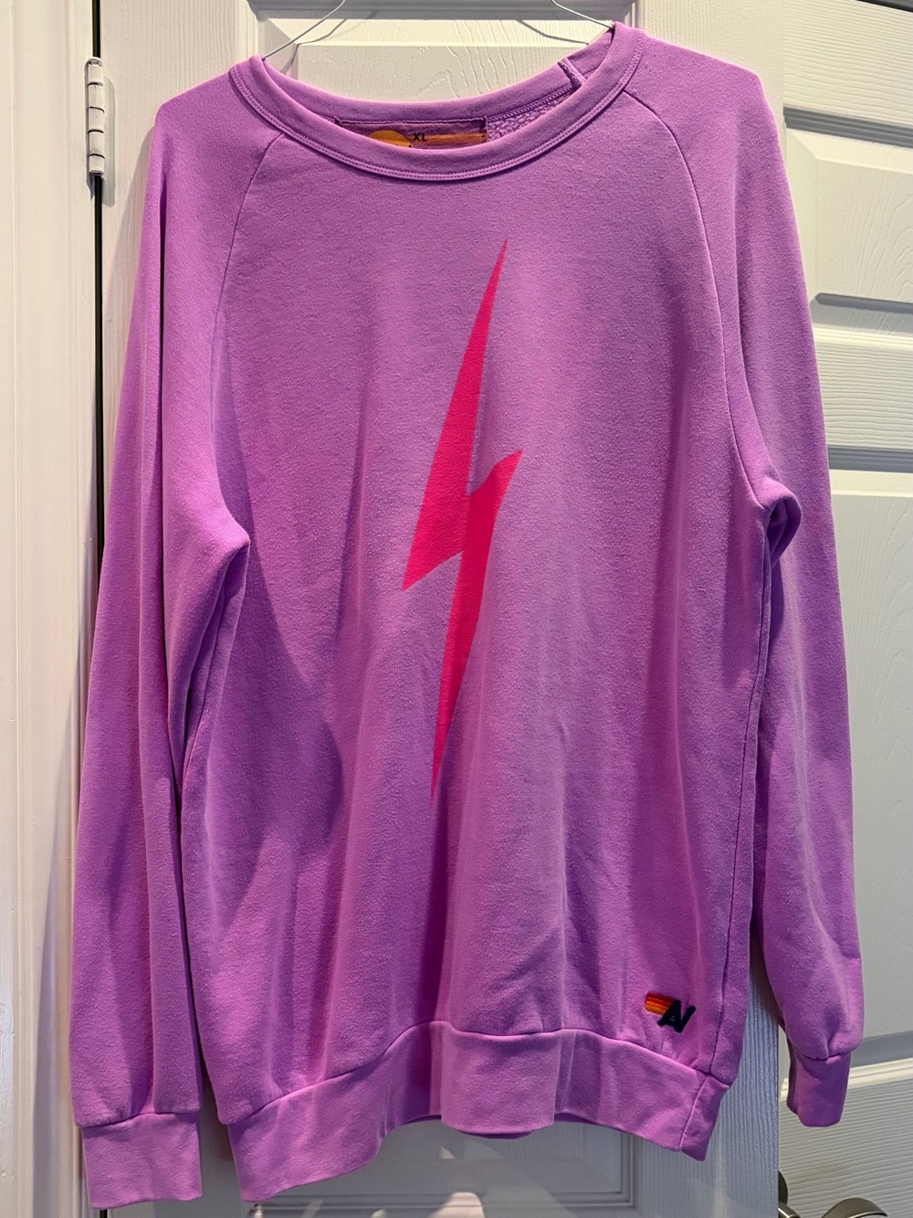 Aviator Nation Bolt Crew Sweatshirt Neon Purple/Pink Sz XL Unisex NWOT